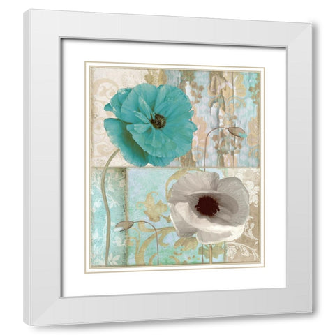 Beach Poppies II White Modern Wood Framed Art Print with Double Matting by Sasha