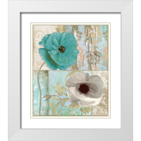 Beach Poppies II White Modern Wood Framed Art Print with Double Matting by Sasha