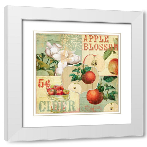 Apple Blossoms I White Modern Wood Framed Art Print with Double Matting by Sasha