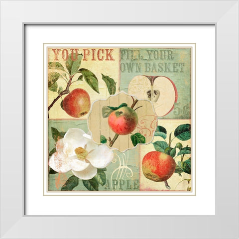 Apple Blossoms II White Modern Wood Framed Art Print with Double Matting by Sasha