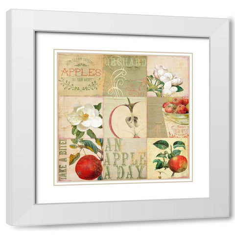 Apple Blossoms III White Modern Wood Framed Art Print with Double Matting by Sasha