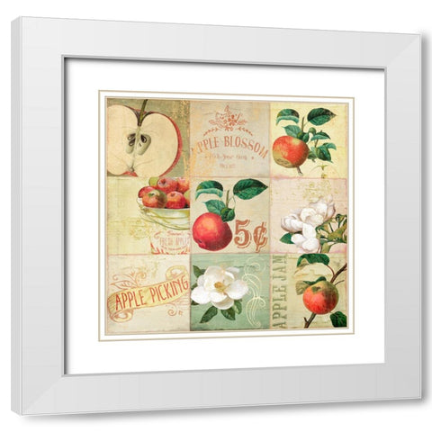 Apple Blossoms IV White Modern Wood Framed Art Print with Double Matting by Sasha