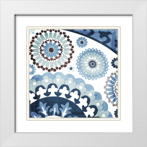 Moroccan Blues I White Modern Wood Framed Art Print with Double Matting by Sasha