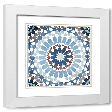 Moroccan Blues IV White Modern Wood Framed Art Print with Double Matting by Sasha