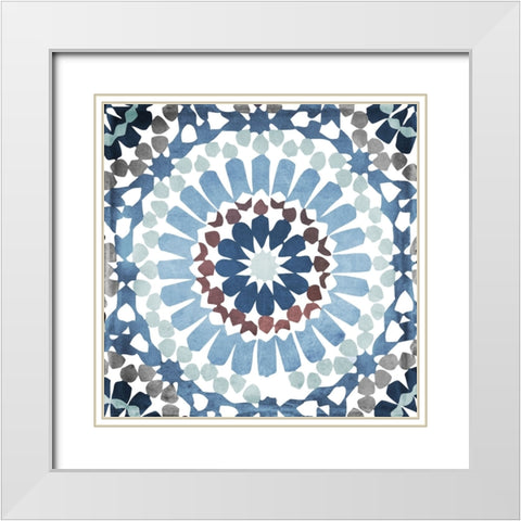 Moroccan Blues IV White Modern Wood Framed Art Print with Double Matting by Sasha