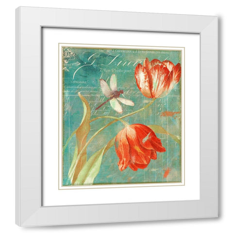 Mandarin Tulips White Modern Wood Framed Art Print with Double Matting by Sasha