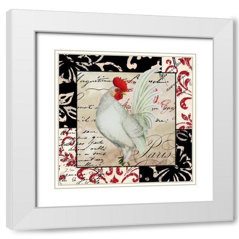 Europa White Rooster White Modern Wood Framed Art Print with Double Matting by Sasha