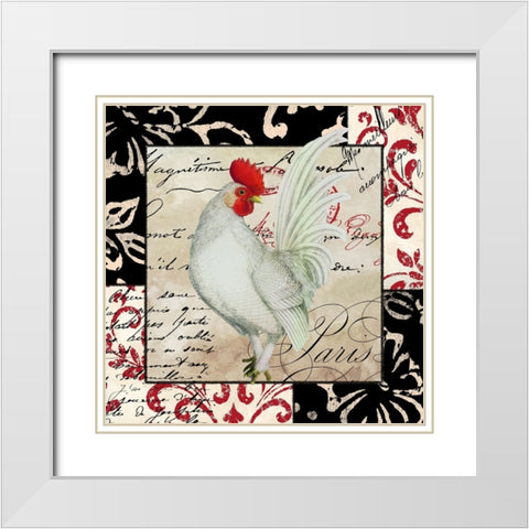 Europa White Rooster White Modern Wood Framed Art Print with Double Matting by Sasha