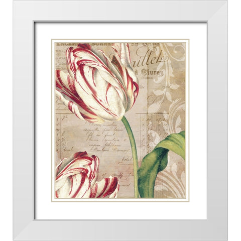 Tulips White Modern Wood Framed Art Print with Double Matting by Sasha