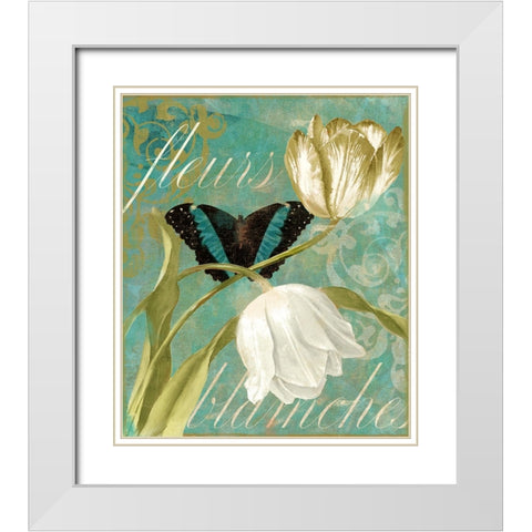White Tulips White Modern Wood Framed Art Print with Double Matting by Sasha