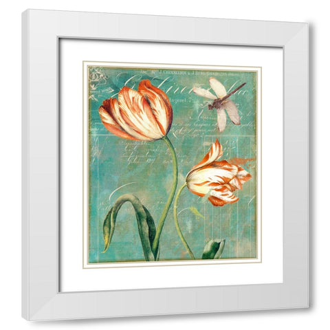 Tulips Ablaze I White Modern Wood Framed Art Print with Double Matting by Sasha