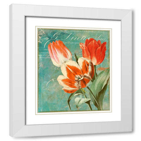 Tulips Ablaze II White Modern Wood Framed Art Print with Double Matting by Sasha
