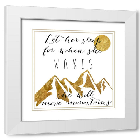 Mountains White Modern Wood Framed Art Print with Double Matting by Sasha
