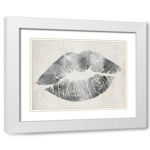 Hollywood Kiss Silver White Modern Wood Framed Art Print with Double Matting by Sasha