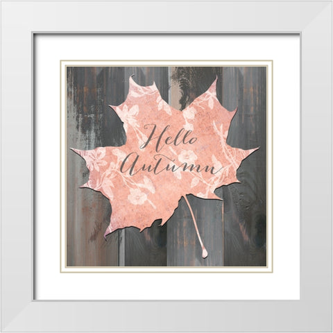 Hello Autumn White Modern Wood Framed Art Print with Double Matting by Sasha