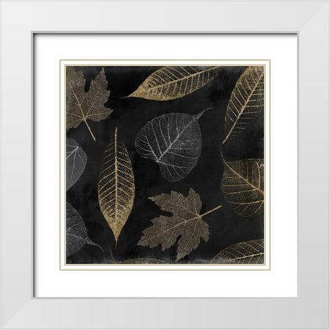 Autumn Gold Black Background White Modern Wood Framed Art Print with Double Matting by Sasha