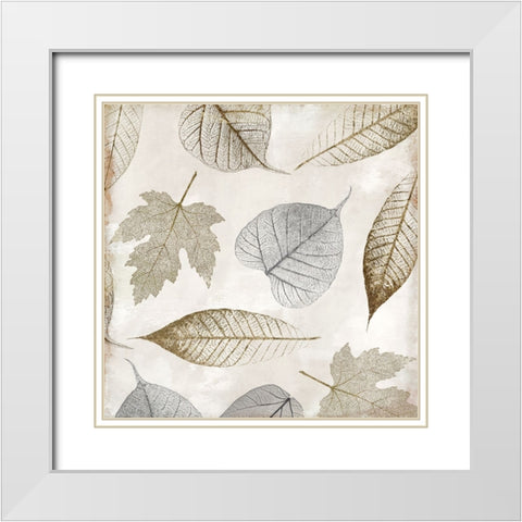 Autumn Gold White Background White Modern Wood Framed Art Print with Double Matting by Sasha