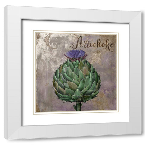 Medley_Gold_Artichoke White Modern Wood Framed Art Print with Double Matting by Sasha