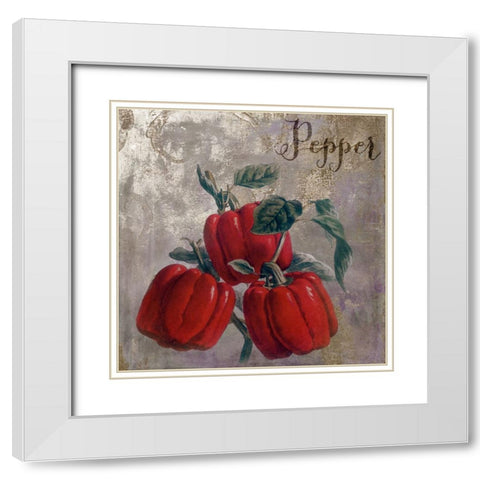 Medley_Gold_peppers White Modern Wood Framed Art Print with Double Matting by Sasha
