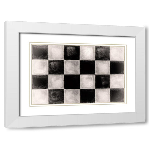 Floor Mat Checkerboard Tile White Modern Wood Framed Art Print with Double Matting by Sasha