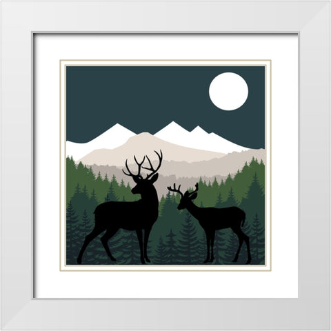 Deer Path Moon White Modern Wood Framed Art Print with Double Matting by Sasha