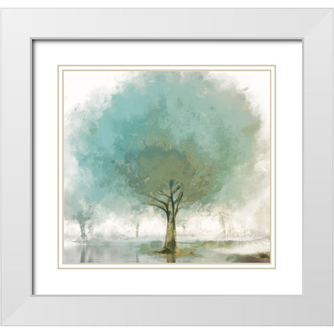Cyanna White Modern Wood Framed Art Print with Double Matting by Sasha