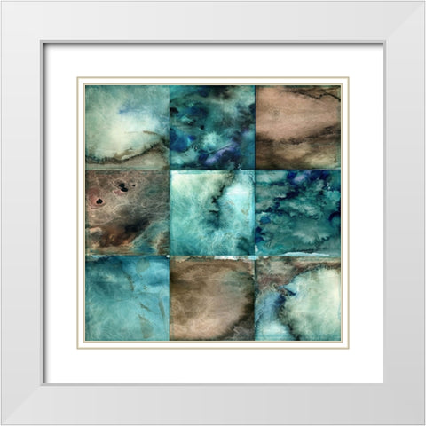 Sea Patches I White Modern Wood Framed Art Print with Double Matting by Sasha