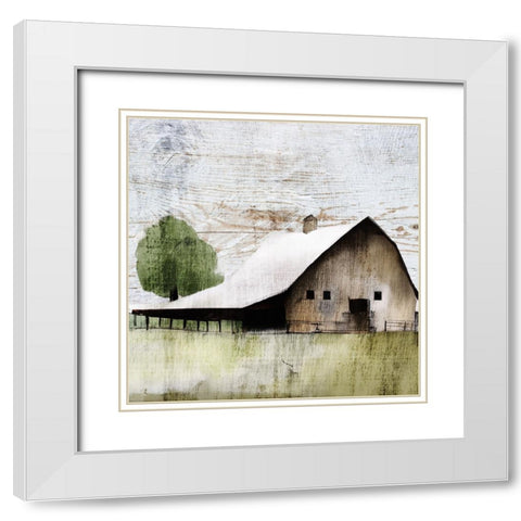 The White Barn II White Modern Wood Framed Art Print with Double Matting by Sasha