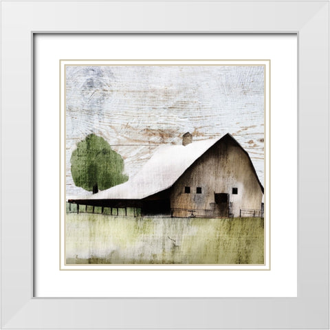 The White Barn II White Modern Wood Framed Art Print with Double Matting by Sasha