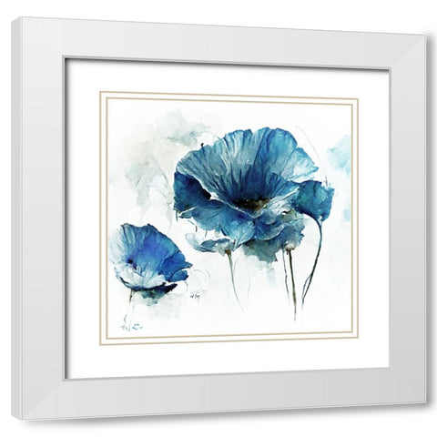Sky Poppies I White Modern Wood Framed Art Print with Double Matting by Sasha