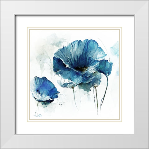Sky Poppies I White Modern Wood Framed Art Print with Double Matting by Sasha