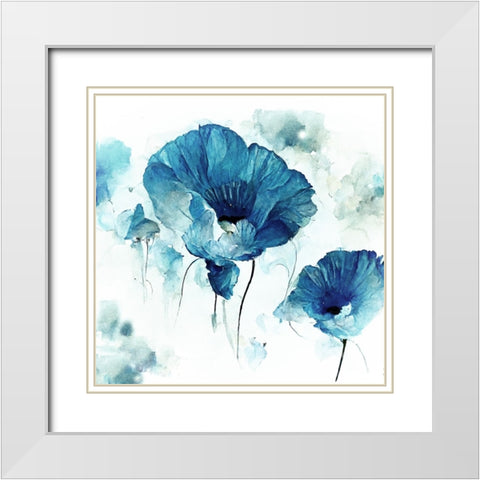 Sky Poppies II White Modern Wood Framed Art Print with Double Matting by Sasha