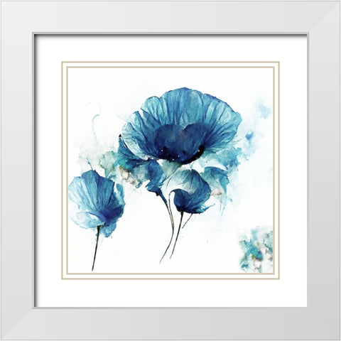 Sky Poppies III White Modern Wood Framed Art Print with Double Matting by Sasha