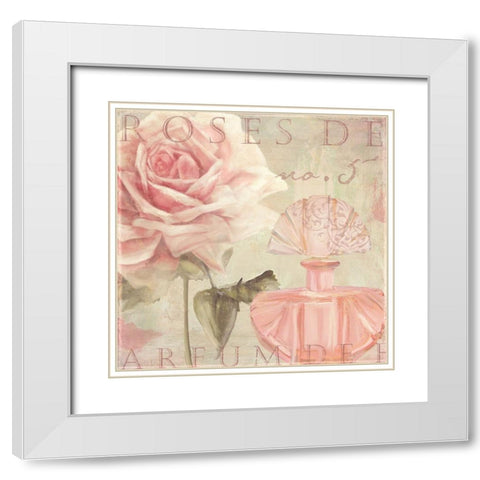 Parfum de Roses I White Modern Wood Framed Art Print with Double Matting by Sasha