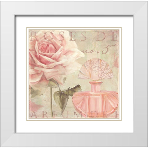 Parfum de Roses I White Modern Wood Framed Art Print with Double Matting by Sasha
