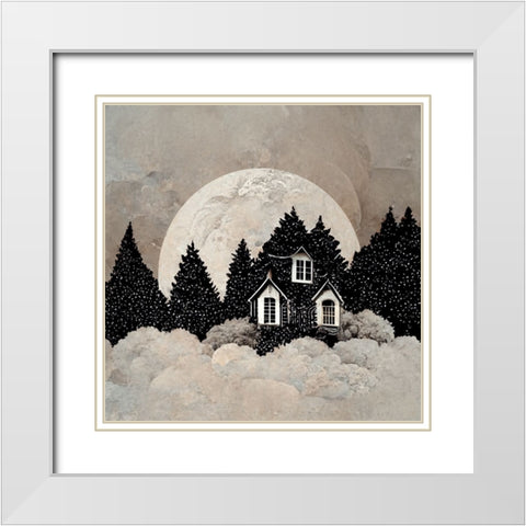 Moonlight Christmas Day White Modern Wood Framed Art Print with Double Matting by Sasha