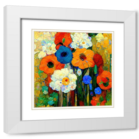 Sashas Garden I White Modern Wood Framed Art Print with Double Matting by Sasha