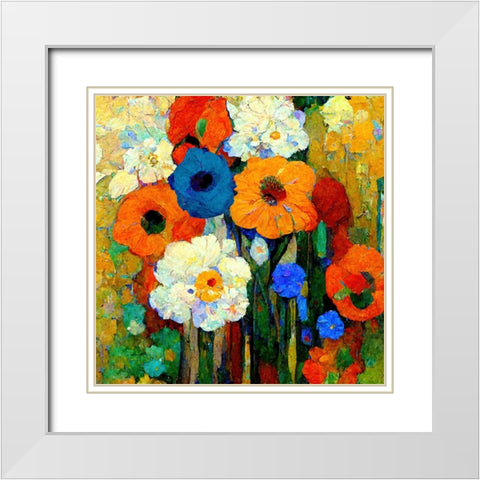 Sashas Garden I White Modern Wood Framed Art Print with Double Matting by Sasha