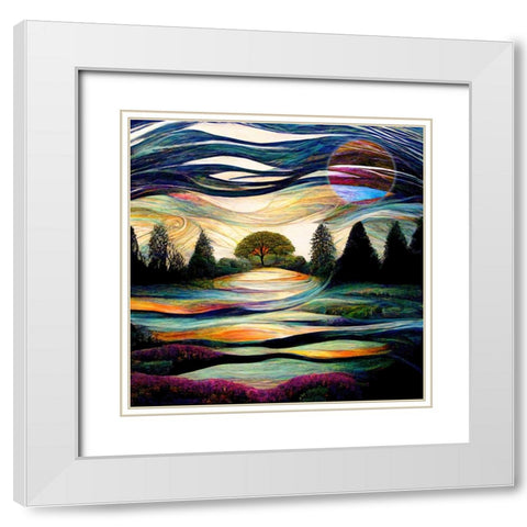 Madame Moon White Modern Wood Framed Art Print with Double Matting by Sasha