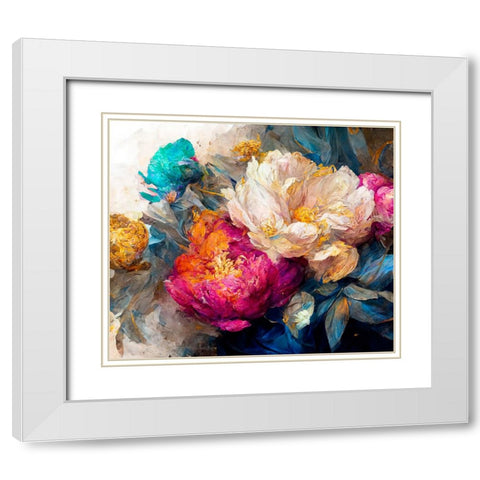 Peony Opera II White Modern Wood Framed Art Print with Double Matting by Sasha