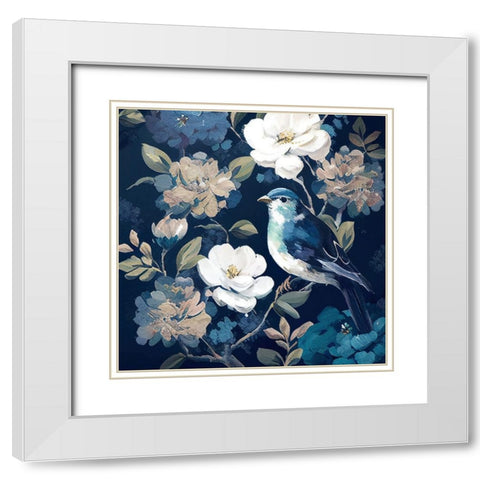 Azul I White Modern Wood Framed Art Print with Double Matting by Sasha