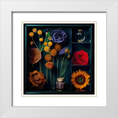 Dried Flowers II White Modern Wood Framed Art Print with Double Matting by Sasha