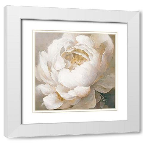 Peony Poses I White Modern Wood Framed Art Print with Double Matting by Sasha