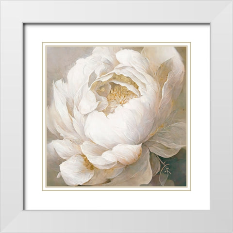 Peony Poses I White Modern Wood Framed Art Print with Double Matting by Sasha