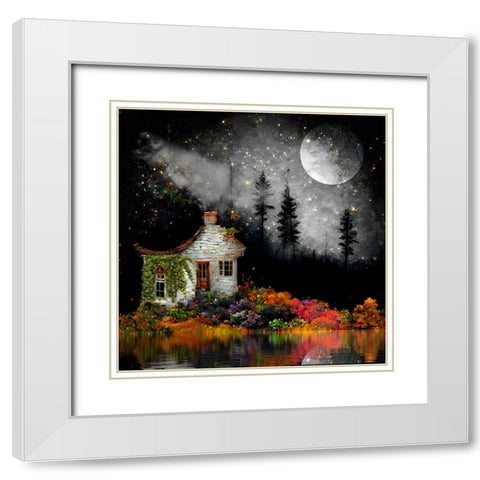Fairy Forest II White Modern Wood Framed Art Print with Double Matting by Sasha