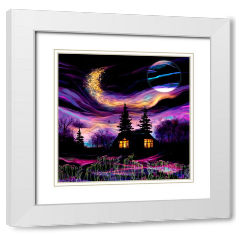 Fairy Forest IV White Modern Wood Framed Art Print with Double Matting by Sasha