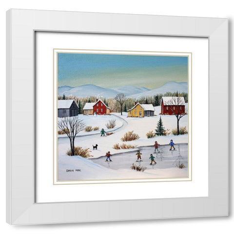 At the Ice Patch White Modern Wood Framed Art Print with Double Matting by Mark, Sharon