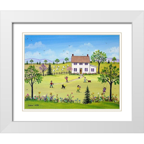 Beautiful Day to Play White Modern Wood Framed Art Print with Double Matting by Mark, Sharon