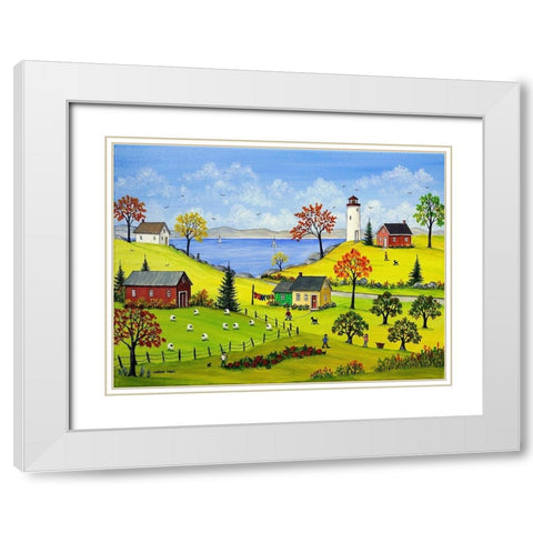 Bucolic Autumn White Modern Wood Framed Art Print with Double Matting by Mark, Sharon