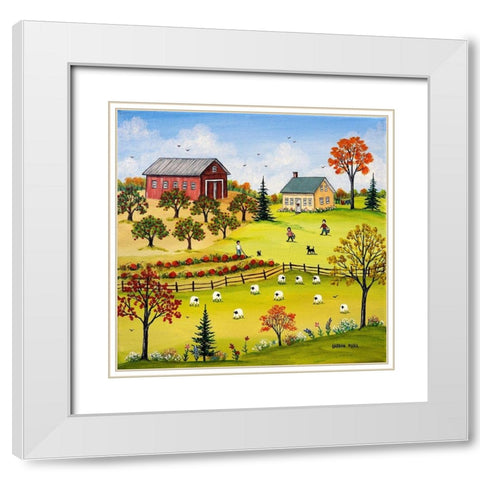 Chore Time White Modern Wood Framed Art Print with Double Matting by Mark, Sharon